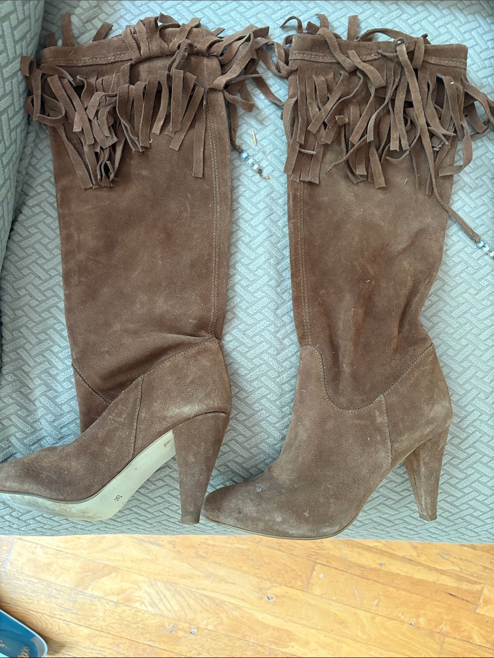 Fringe Over-the-Knee Suede Boots in Brown